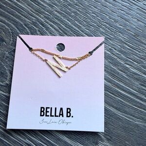 Double Layer Gold Initial Necklace "N"